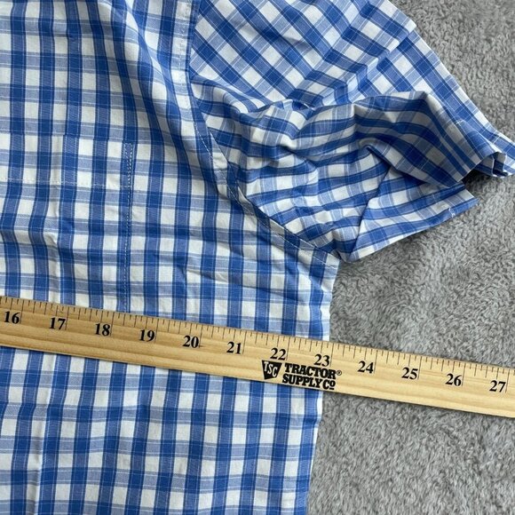 NEW Gap Men's Size L Short Sleeve Blue Plaid Button up Shirt - Picture 7 of 9